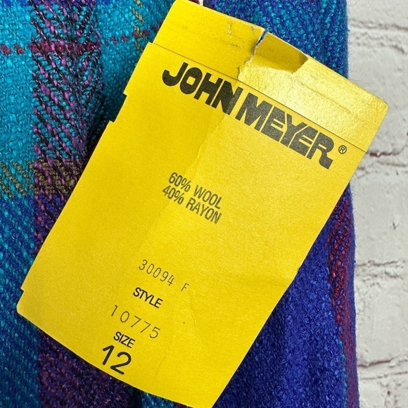 Vtg John Meyer made in USA lined plaid pleated wool midi skirt, sz 12, NWT - Picture 3 of 7